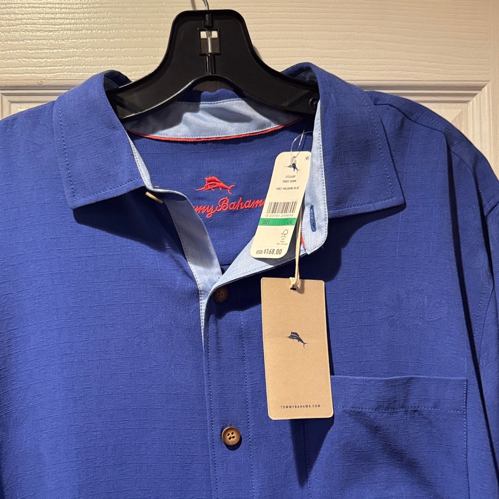 Tommy Bahama Royal Blue Short Sleeve Camp Shirt with Chest Pocket